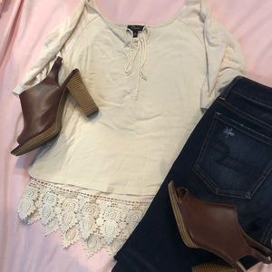 Cream Top with Lace Bottom